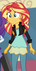 Size: 302x593 | Tagged: safe, derpibooru import, screencap, rarity, sunset shimmer, eqg summertime shorts, equestria girls, get the show on the road, cropped, geode of empathy, magical geodes