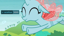 Size: 1366x768 | Tagged: safe, derpibooru import, edit, screencap, ocellus, changedling, changeling, school daze, derpibooru, female, meta, milestone