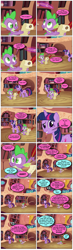 Size: 868x2988 | Tagged: safe, artist:dziadek1990, derpibooru import, edit, edited screencap, screencap, pinkie pie, rainbow dash, spike, twilight sparkle, unicorn twilight, dragon, earth pony, pegasus, pony, unicorn, lesson zero, bored, comic, conversation, dialogue, do you like bananas?, impersonating, irony, mocking, offscreen character, parody, pov, quote, random, scene parody, screencap comic, silly, text, ventriloquism, voice acting