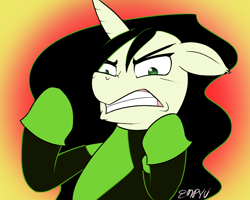 Size: 1000x800 | Tagged: safe, artist:empyu, derpibooru import, pony, unicorn, 30 minute art challenge, angry, clothes, kim possible, ponified, shego