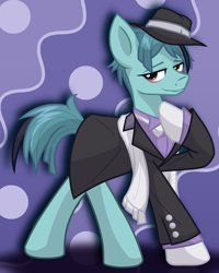 Size: 1600x2000 | Tagged: safe, artist:geraritydevillefort, derpibooru import, oc, oc:jade leech, earth pony, pony, clothes, hat, male, solo, stallion