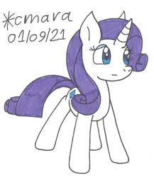 Size: 733x844 | Tagged: safe, artist:cmara, derpibooru import, rarity, pony, unicorn, eyeshadow, female, makeup, mare, simple background, solo, traditional art, white background