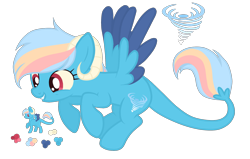 Size: 2000x1271 | Tagged: safe, artist:magicuniclaws, derpibooru import, hybrid, female, interspecies offspring, offspring, parent:discord, parent:rainbow dash, parents:discodash, simple background, solo, transparent background