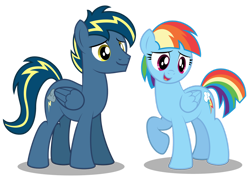 Size: 1280x920 | Tagged: safe, artist:aleximusprime, derpibooru import, rainbow dash, oc, oc:thunderhead, pegasus, pony, flurry heart's story, female, husband and wife, male, male and female, mare, married couple, older, shorter hair, stallion