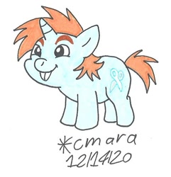 Size: 628x651 | Tagged: safe, artist:cmara, derpibooru import, snips, pony, unicorn, colt, male, palindrome get, simple background, solo, traditional art, white background