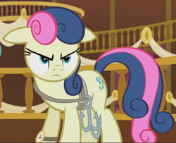 Size: 996x809 | Tagged: safe, derpibooru import, screencap, bon bon, sweetie drops, earth pony, pony, slice of life (episode), cropped, determined, ears, floppy ears, grappling hook, solo, watch