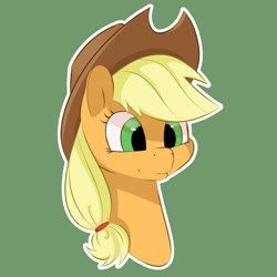 Size: 1500x1500 | Tagged: safe, artist:aquaticvibes, derpibooru import, applejack, earth pony, pony, female, green background, mare, simple background, solo