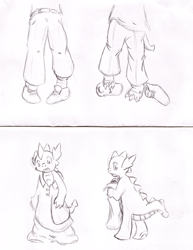 Size: 1590x2060 | Tagged: safe, artist:maxsilverfox, derpibooru import, dragon, human, comic:meeting, clothes, human to dragon, male, shoes, solo, transformation, transformation sequence