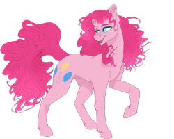 Size: 1280x1024 | Tagged: safe, artist:copshop, derpibooru import, part of a set, pinkie pie, earth pony, pony, female, mare, open mouth, raised hoof, simple background, smiling, solo, transparent background