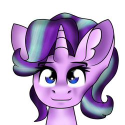 Size: 1024x1024 | Tagged: safe, artist:winterfloof, derpibooru import, starlight glimmer, pony, unicorn, bust, digital art, female, horn, looking at you, mare, portrait, simple background, smiling, smiling at you, solo, transparent background