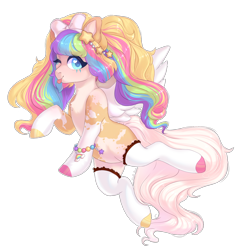 Size: 1848x1920 | Tagged: safe, artist:shady-bush, derpibooru import, oc, oc only, pegasus, pony, bow, clothes, female, hair bow, heart eyes, looking at you, mare, one eye closed, simple background, socks, solo, thigh highs, tongue out, transparent background, white outline, wingding eyes, wink