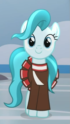 Size: 317x564 | Tagged: safe, derpibooru import, screencap, lighthoof, earth pony, pony, 2 4 6 greaaat, c:, cheerleader, cheerleader outfit, clothes, cropped, female, mare, smiling, solo
