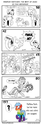 Size: 1320x3852 | Tagged: safe, artist:pony-berserker, derpibooru import, applejack, bon bon, lyra heartstrings, pinkie pie, rainbow dash, rarity, sunset shimmer, sweetie drops, twilight sparkle, earth pony, pony, bon bon is not amused, coffee, limited color, monochrome, palette swap, pinkie found the coffee, question mark, recolor, sparkles! the wonder horse!, speech bubble, squatpony, that pony sure does love humans, thought bubble, twiggie, unamused, xk-class end-of-the-world scenario