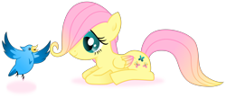 Size: 7894x3440 | Tagged: safe, artist:cirillaq, derpibooru import, fluttershy, pony, absurd resolution, female, filly, filly fluttershy, gradient mane, lying down, meta, prone, simple background, solo, transparent background, twitter, vector, younger