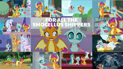 Size: 1958x1102 | Tagged: safe, derpibooru import, edit, edited screencap, editor:quoterific, screencap, applejack, clever musings, cozy glow, gallus, ocellus, peppermint goldylinks, sandbar, silverstream, smolder, violet twirl, yona, earth pony, pegasus, pony, 2 4 6 greaaat, a matter of principals, non-compete clause, school daze, school raze, the hearth's warming club, the last problem, uprooted, what lies beneath, female, friendship student, helmet, lesbian, older, older ocellus, older smolder, paddle, pillow, school of friendship, sextant, shipping, smolcellus, student six