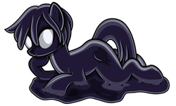 Size: 3252x1967 | Tagged: safe, artist:andrevus, derpibooru import, oc, oc only, oc:melting heart, goo, goo pony, original species, latex, latex pony, liquid latex, looking at you, puddle, show accurate, simple background, solo, sultry pose, transparent background
