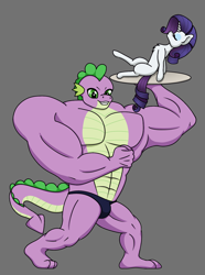 Size: 1056x1419 | Tagged: safe, artist:ismim, artist:ismim_art, artist:ismimart, derpibooru import, rarity, spike, dragon, pony, unicorn, adultspike, bodybuilder, bulky, female, gen5, male, meme, shipping, sparity, straight, weird