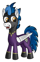 Size: 825x1292 | Tagged: safe, artist:whirlwindflux, derpibooru import, oc, oc only, oc:whirlwind flux, pegasus, pony, 2021 community collab, clothes, costume, derpibooru community collaboration, digital art, male, shadowbolts, shadowbolts costume, simple background, solo, stallion, transparent background