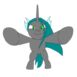 Size: 1280x1281 | Tagged: safe, artist:neoshrek, derpibooru import, editor:princessember2019, queen chrysalis, changeling, changeling queen, female, looking at you, outstretched arms, simple background, solo, transparent background