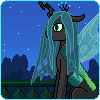 Size: 100x100 | Tagged: safe, alternate version, artist:imreer, derpibooru import, queen chrysalis, changeling, changeling queen, animated, female, gif, night, outdoors, pixel art, solo, stars