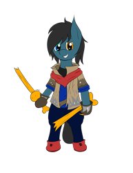 Size: 2624x3394 | Tagged: safe, artist:wapamario63, oc, oc only, pony, semi-anthro, bipedal, clothes, dustbelief, male, simple background, solo, stallion, sword, transparent background, undertale, weapon