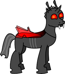 Size: 1052x1195 | Tagged: safe, artist:shifttgc, derpibooru exclusive, derpibooru import, oc, oc only, oc:shift changeling, changeling, .ai available, 2021 community collab, changeling oc, derpibooru community collaboration, fangs, gray mane, gray tail, horn, looking at you, male, png, red changeling, red eyes, red wings, simple background, solo, standing, transparent background, transparent wings, vector, wings