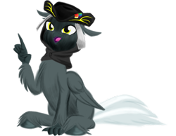 Size: 1800x1400 | Tagged: safe, artist:rockhoppr3, derpibooru import, oc, oc only, classical hippogriff, hippogriff, 2021 community collab, derpibooru community collaboration, hat, hood, simple background, solo, transparent background, tricorne