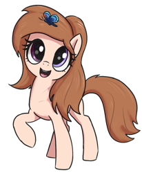 Size: 994x1208 | Tagged: safe, artist:milo(german), artist:t72b, derpibooru import, oc, oc only, oc:milo, butterfly, earth pony, pony, 2021 community collab, derpibooru community collaboration, female, happy, mare, raised hoof, simple background, solo, transparent background