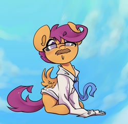 Size: 1024x995 | Tagged: safe, artist:midnightpremiere, derpibooru import, scootaloo, oc, oc:justinaloo, solo