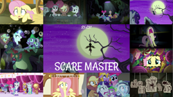 Size: 1975x1111 | Tagged: safe, derpibooru import, edit, edited screencap, editor:quoterific, screencap, applejack, fluttershy, harry, pinkie pie, rainbow dash, rarity, spike, twilight sparkle, mermaid, pony, scare master, animal costume, applelion, armor, astrodash, athena sparkle, bulma, candy, clothes, costume, dark, dragon ball, flutterbat costume, flutterscream, fluttershy's cottage, food, harry the swamp monster, mane seven, mane six, mermarity, moon, neon genesis evangelion, nightmare night, nightmare night costume, pinkie puffs, ponified, ranma 1/2, ranma saotome, rei ayanami, revolutionary girl utena, sailor moon, serena tsukino, tsukino usagi, unplanned guests, utena tenjou