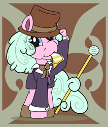 Size: 1008x1185 | Tagged: safe, artist:ashcatarts, derpibooru import, oc, oc:mint skip, crossover, solo, willy wonka and the chocolate factory