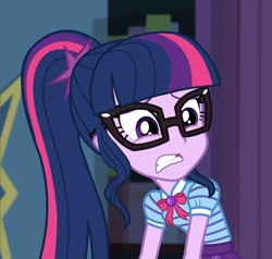 Size: 1128x1073 | Tagged: safe, derpibooru import, screencap, sci-twi, twilight sparkle, better together, equestria girls, star crossed, cropped, solo