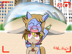 Size: 2080x1580 | Tagged: safe, artist:adamtheamazing64, derpibooru import, oc, oc only, oc:dootie mcdootface, oc:hors, chicago, cloud gate, the bean