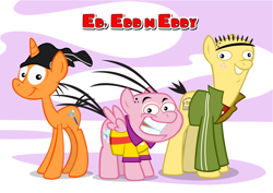 Size: 3458x2452 | Tagged: safe, artist:andoanimalia, derpibooru import, edit, earth pony, pegasus, unicorn, ed edd n eddy