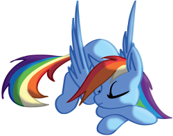 Size: 2574x2030 | Tagged: safe, artist:silverwolvesforever, derpibooru import, rainbow dash, pegasus, pony, crossed hooves, cute, dashabetes, eyes closed, female, lying down, mare, prone, simple background, sleeping, solo, transparent background