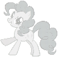 Size: 905x882 | Tagged: artist needed, source needed, useless source url, safe, derpibooru import, pinkie pie, earth pony, pony, ascii art, simple background, solo