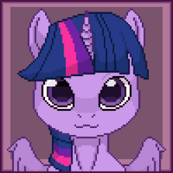 Size: 300x300 | Tagged: safe, artist:imreer, derpibooru import, twilight sparkle, twilight sparkle (alicorn), alicorn, pony, abstract background, animated, bust, commission, eyes closed, female, gif, mare, pixel art, sneezing, solo, ych result