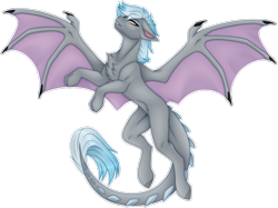 Size: 2700x2021 | Tagged: safe, artist:ouijaa, derpibooru import, oc, oc only, oc:chain lightning, dragon, dragon wings, flying, paws, simple background, solo, transparent background, wings