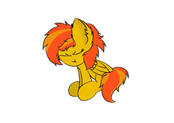 Size: 1414x1000 | Tagged: safe, artist:tempest divine, derpibooru import, oc, oc only, oc:sunrise flair, pegasus, big ears, ears, female, scrunchy face, simple background, sitting, solo, transparent background