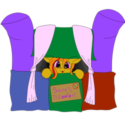 Size: 1080x1080 | Tagged: safe, artist:blazingcookie, derpibooru import, oc, oc only, oc:sunrise flair, pegasus, big ears, ears, female, floppy ears, pillow, pillow fort, simple background, solo, transparent background