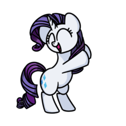 Size: 500x500 | Tagged: safe, artist:sugar morning, derpibooru exclusive, derpibooru import, rarity, pony, unicorn, adorkable, animated, bipedal, cute, dancing, dork, eyes closed, female, frame by frame, gif, mare, raribetes, simple background, solo, transparent background, weapons-grade cute, white outline