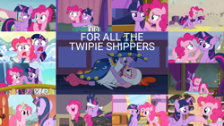 Size: 1954x1099 | Tagged: safe, derpibooru import, edit, edited screencap, editor:quoterific, screencap, fluttershy, pinkie pie, twilight sparkle, twilight sparkle (alicorn), alicorn, earth pony, pegasus, pony, a canterlot wedding, a trivial pursuit, fame and misfortune, green isn't your color, horse play, it's about time, luna eclipsed, party of one, princess twilight sparkle (episode), tanks for the memories, the crystal empire, trade ya, winter wrap up, animal costume, big crown thingy, chicken pie, chicken suit, clothes, clown nose, costume, element of magic, female, future twilight, golden oaks library, hoofbump, ice skates, jewelry, lesbian, messy mane, regalia, shipping, star swirl the bearded costume, twigun, twinkie, wet, wet mane