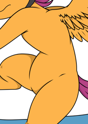 Size: 1274x1794 | Tagged: safe, artist:bork88, artist:joey darkmeat, derpibooru import, edit, scootaloo, pegasus, pony, belly, blank flank, cropped, featureless crotch, pictures of bellies, simple background, solo, transparent background, vector, vector edit