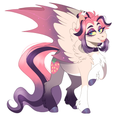 Size: 1224x1168 | Tagged: safe, artist:wanderingpegasus, derpibooru import, oc, bat pony, hybrid, pegasus, bat pony oc, bat wings, cutie mark, fangs, hybrid wings, tongue out, wings