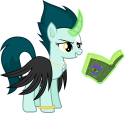 Size: 4720x4270 | Tagged: safe, artist:frownfactory, derpibooru import, oc, oc only, unicorn, book, bracelet, cloak, clothes, curved horn, female, horn, jewelry, magic, mare, simple background, solo, transparent background, vector