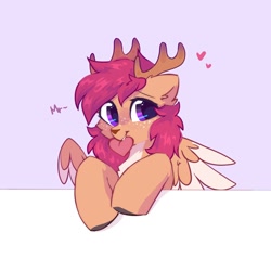 Size: 2000x2000 | Tagged: safe, artist:mirtash, derpibooru import, oc, oc only, deer, deer pony, original species, peryton, heart, solo