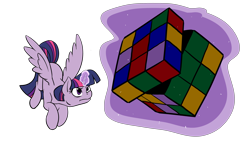 Size: 3360x1890 | Tagged: safe, artist:acesential, ponerpics import, twilight sparkle, twilight sparkle (alicorn), alicorn, pony, deleted from derpibooru, female, hilarious in hindsight, kallisti, magic, mare, micro, rubik's cube, solo, tiny ponies