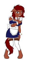 Size: 717x1200 | Tagged: safe, artist:acesential, ponerpics import, oc, oc only, oc:penn, oc:penny, anthro, angry, anthro oc, clothes, deleted from derpibooru, glare, looking at you, maid, rule 63, simple background, solo, transparent background