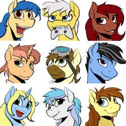 Size: 700x701 | Tagged: safe, artist:acesential, ponerpics import, oc, oc only, oc:art's desire, oc:calpain, oc:equalizer, oc:penny, oc:silver lining, oc:spectra, oc:spectrum lighting, oc:vento, oc:zimmy, calpain, deleted from derpibooru, goggles