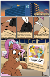 Size: 699x1080 | Tagged: safe, artist:acesential, ponerpics import, oc, oc only, oc:bowtie, oc:cabbie, oc:liberty, comic:new beginnings, comic, convention, deleted from derpibooru, letter, ocean place, ponycon, ponycon nyc